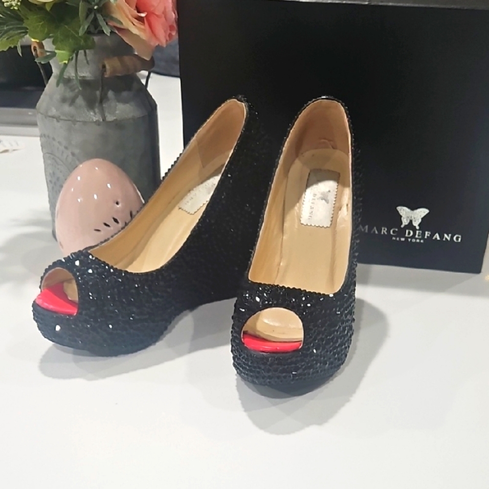 MARC DEFANG  WEDGES. RHINESTONES.  SZ 36
